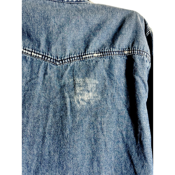 Womens Miley Cyrus Max Azria Distressed Denim Shirt Indigo XL - Picture 3 of 4